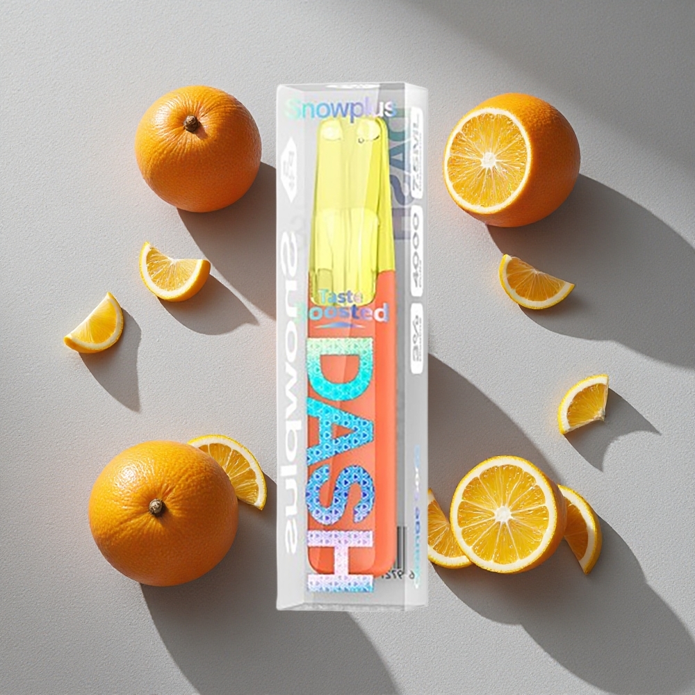 Naranja Refresco Snowplus Dash 4000 Puffs Dispositivo Desechable con Atomizador Cerámico y 7.5 ml de Líquido