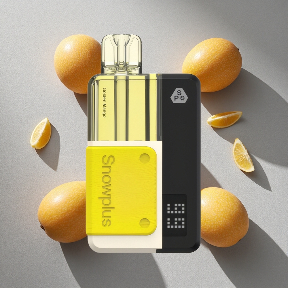 Mango Dorado Snowplus Swift Pod Kit 15000 Puffs con Batería Reutilizable y Recambio de 2+10ml