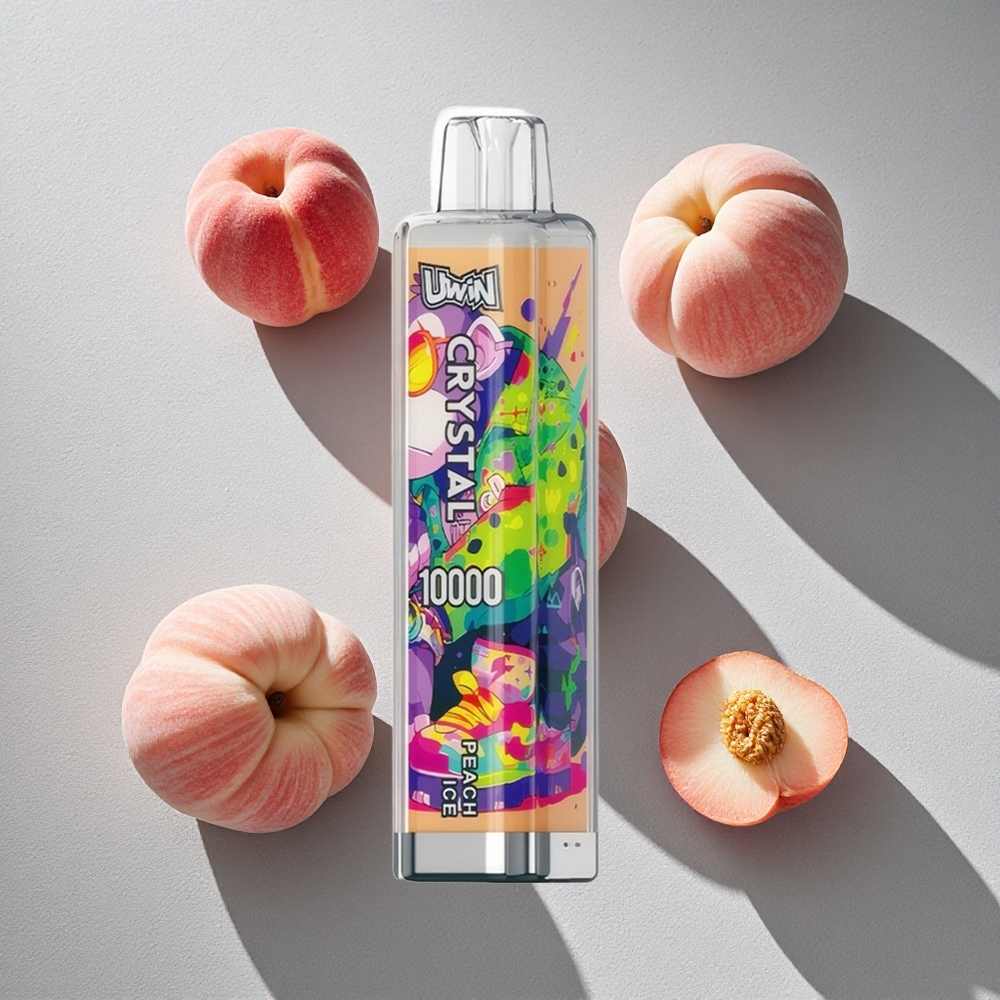 Melocotón Helado Uwin Crystal 10000 Puffs con iluminación RGB y batería recargable 650mAh