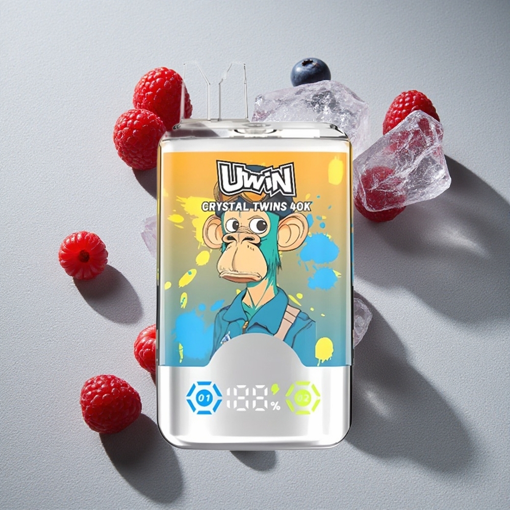 Arándano Frambuesa Cereza Hielo UWIN Crystal Twins 40000 Puffs con 2 sabores distintos y batería recargable de 850mAh