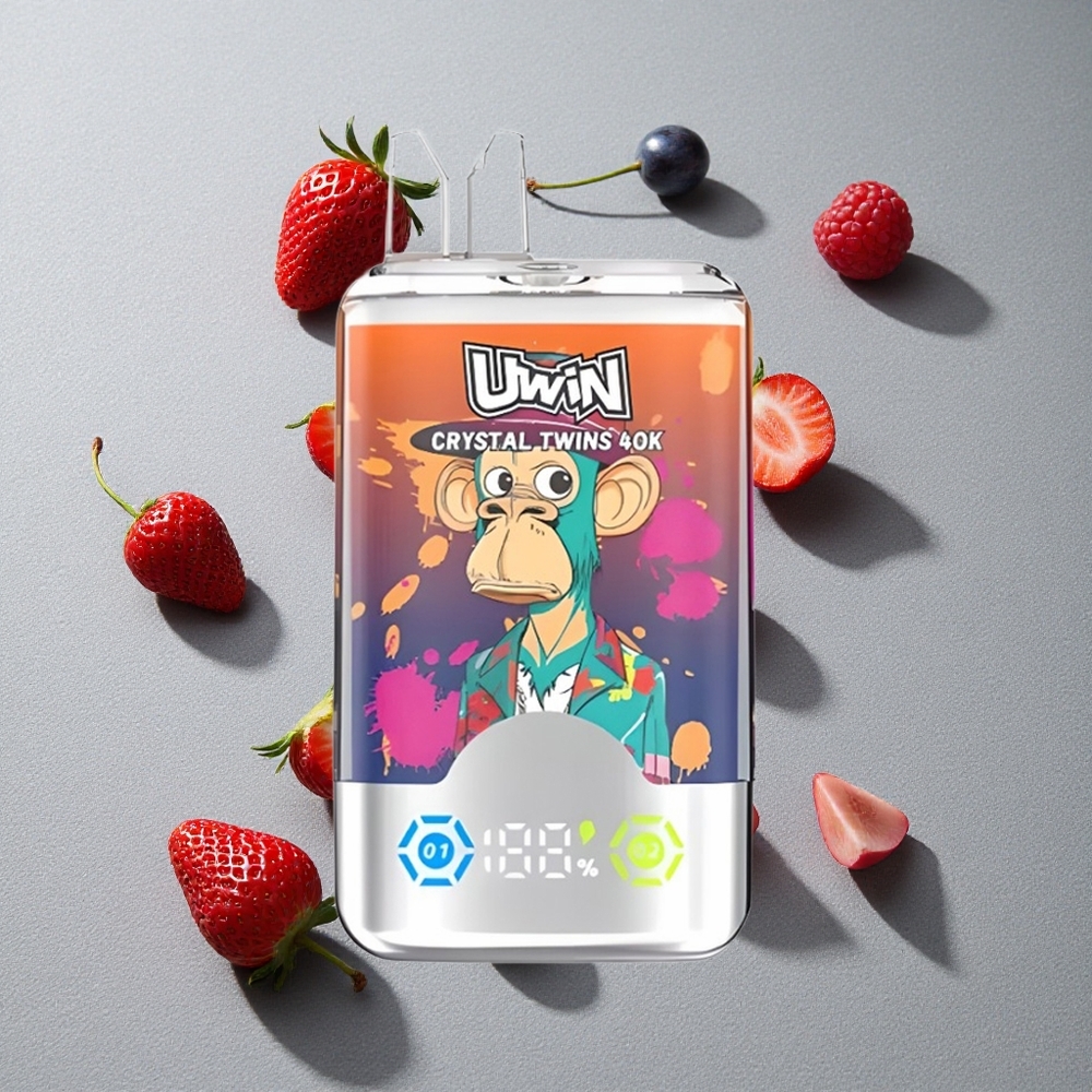 Fresa Frambuesa Cereza Mr Blue UWIN Crystal Twins 40000 Puffs con Batería Recargable 850mAh